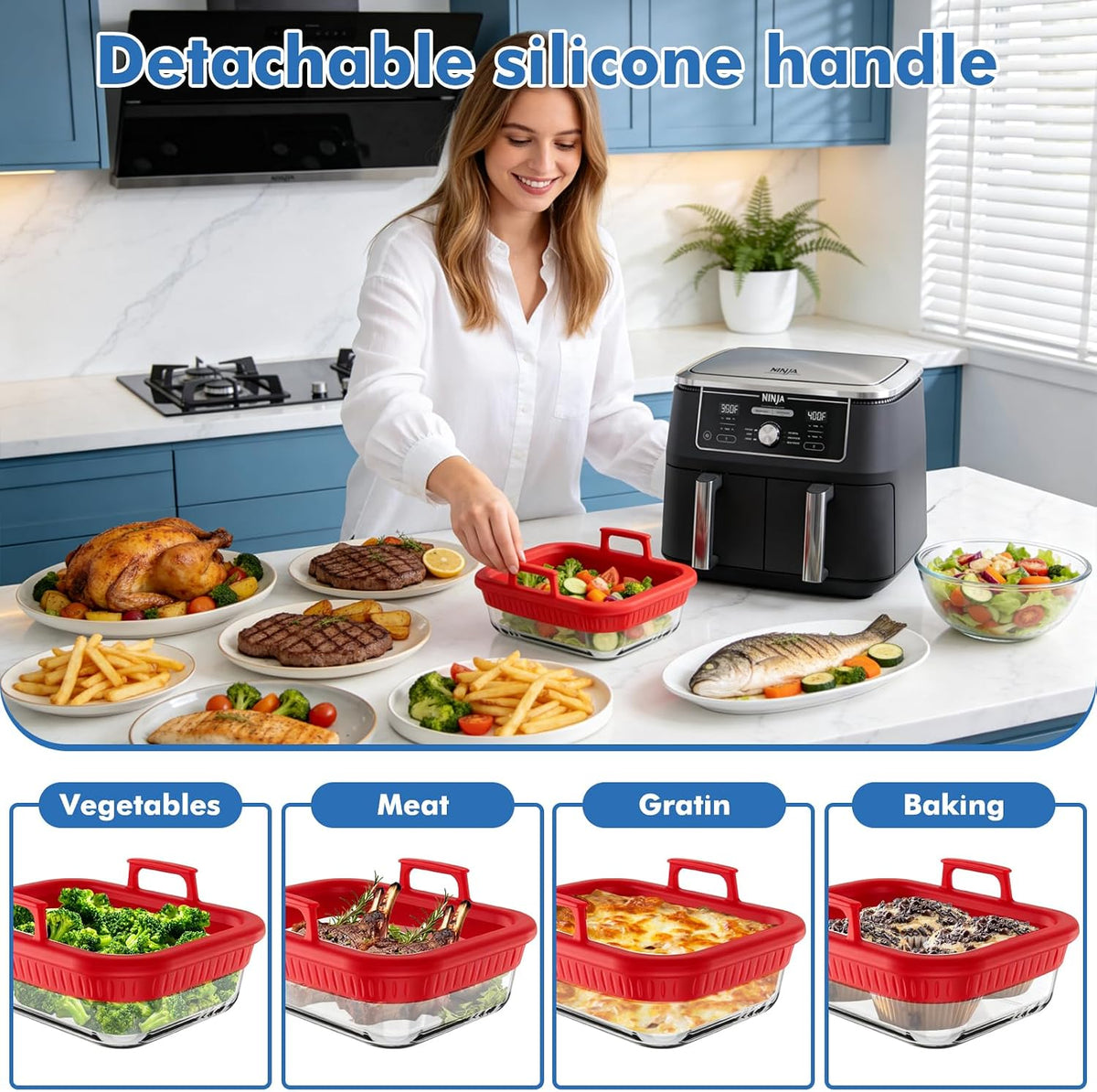 Air Fryer Accessories for Ninja Foodi DZ401, DZ550, SL401, SL451 10Qt