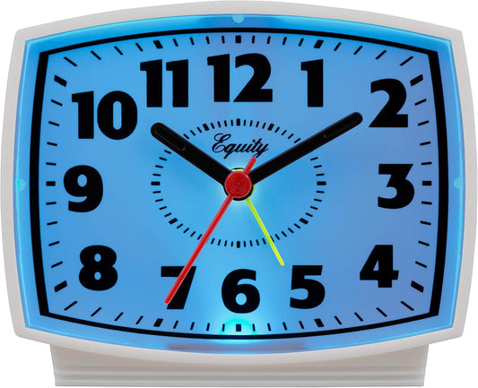 Equity by La Crosse 33100 Electric Silent Analog Alarm Clock with Lighted Dial, White (Pack of 2)