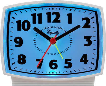 Equity by La Crosse 33100 Electric Silent Analog Alarm Clock with Lighted Dial, White (Pack of 2)