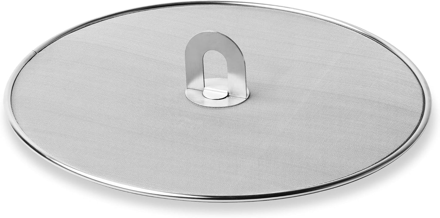 Homestia Splatter Screen for Frying Pan, 10 Inch Grease Splatter Guard | 304 Stainless Steel Ultra Fine Mesh Lids, Splatter Screen for Cooking, Rust-Free - No Oil Mess, No Burns, with Fold Flat Knob