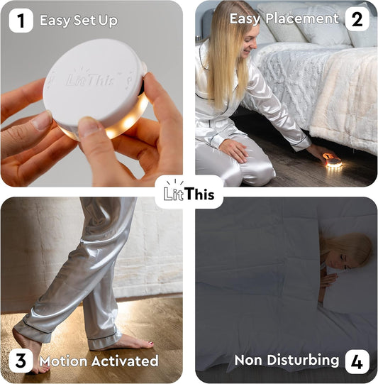 Under Bed Light, Ready-to-Use, No Setup, 360° Motion Sensor Night Light