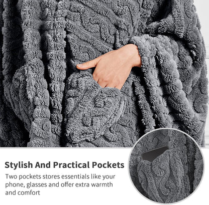 Wearable Blanket Sherpa Fleece Shawl Blanket with Pockets Blanket Poncho Cape for Adults, Cozy Shawl TV Throw Blankets