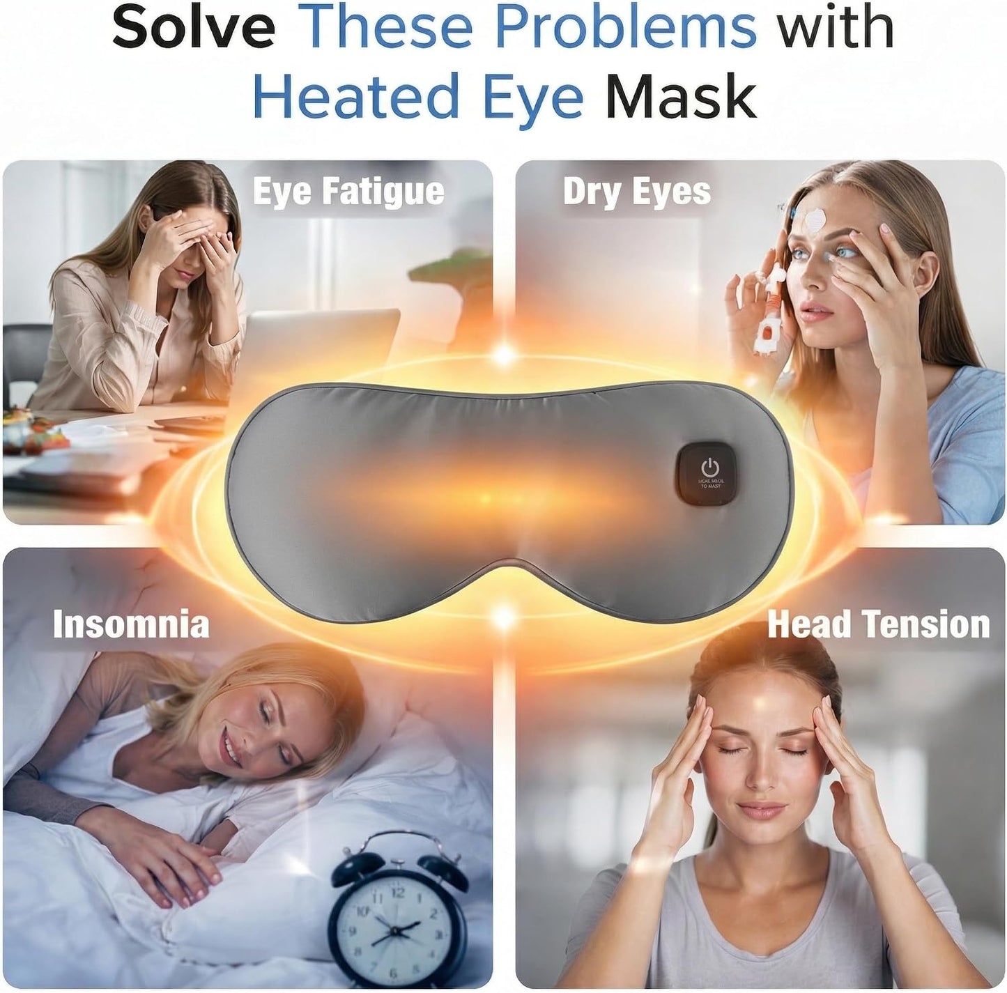 Heated Eye Mask for Dry Eyes & Sleep, Warm Compress Eye Mask for Eye Strain Relief, Cordless Rechargeable Sleep Mask, Soft Comfortable Eye Cover, Includes Hot & Cold Gel Eye Mask, Gift for Women Mom