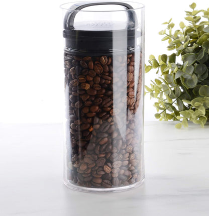 Prepara Evak Fresh Saver Airtight Plastic Container, Small (4” x 3.75”, 1.8 Cups), BPA-Free Food Storage Canister Vacuum Sealed Lid Handle, Odor Resistant, Ideal for Coffee Beans & Dry Goods | Shatterproof BPA-Free Airless Food Storage Canister, Odor