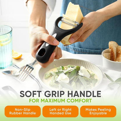 Spring Chef 3pcs Vegetable Peelers for Kitchen, Swivel, Y & Julienne Peeler | Premium Stainless Steel Potato Peelers with Soft Grip Handles, Ultra Sharp Blades for Fruits, Veggies, Apples, Carrots