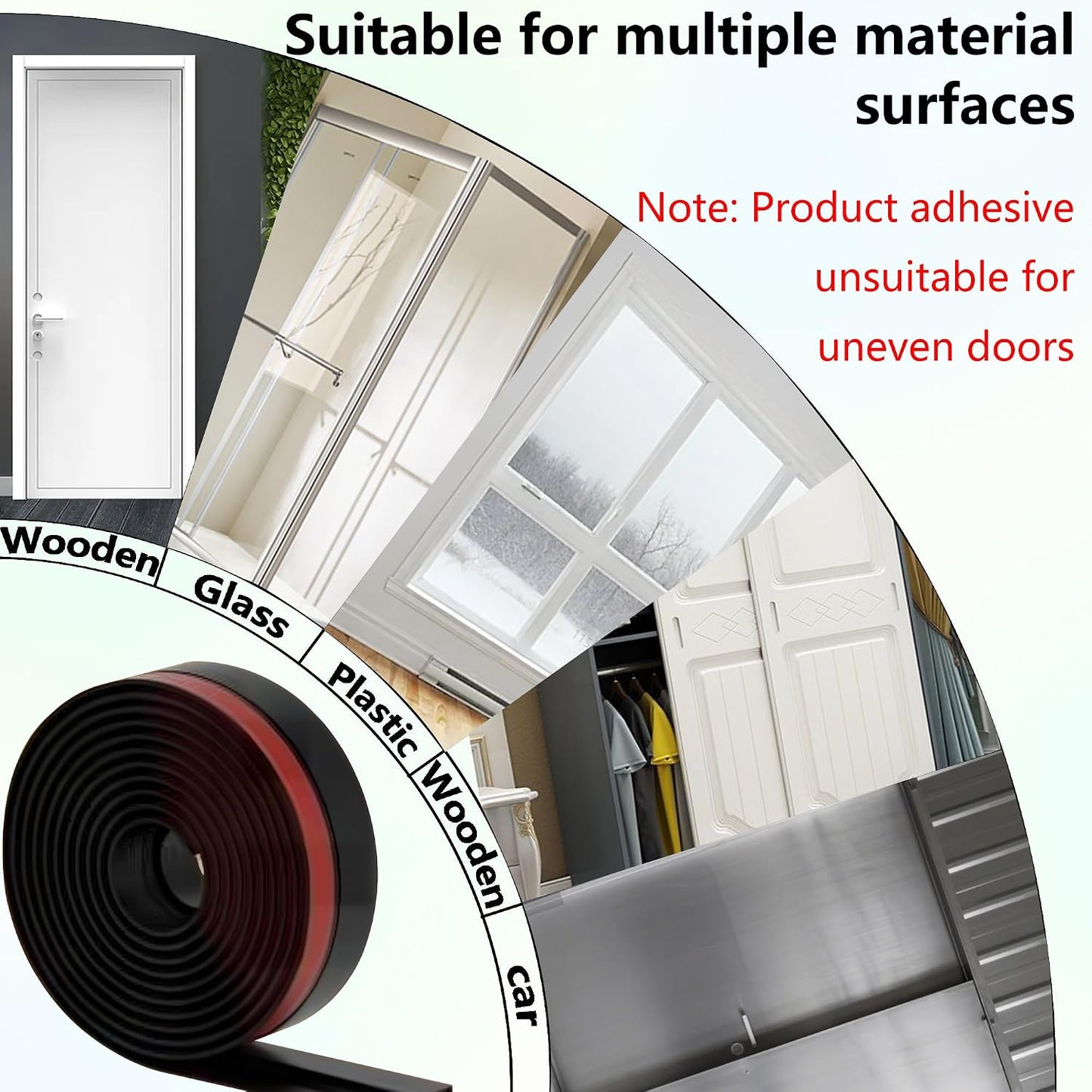 Under Door Draft Stopper - 39 Inch Adhesive Door Sweep for Interior/Exterior, Door Blocker (Black, 39.3 Inches)