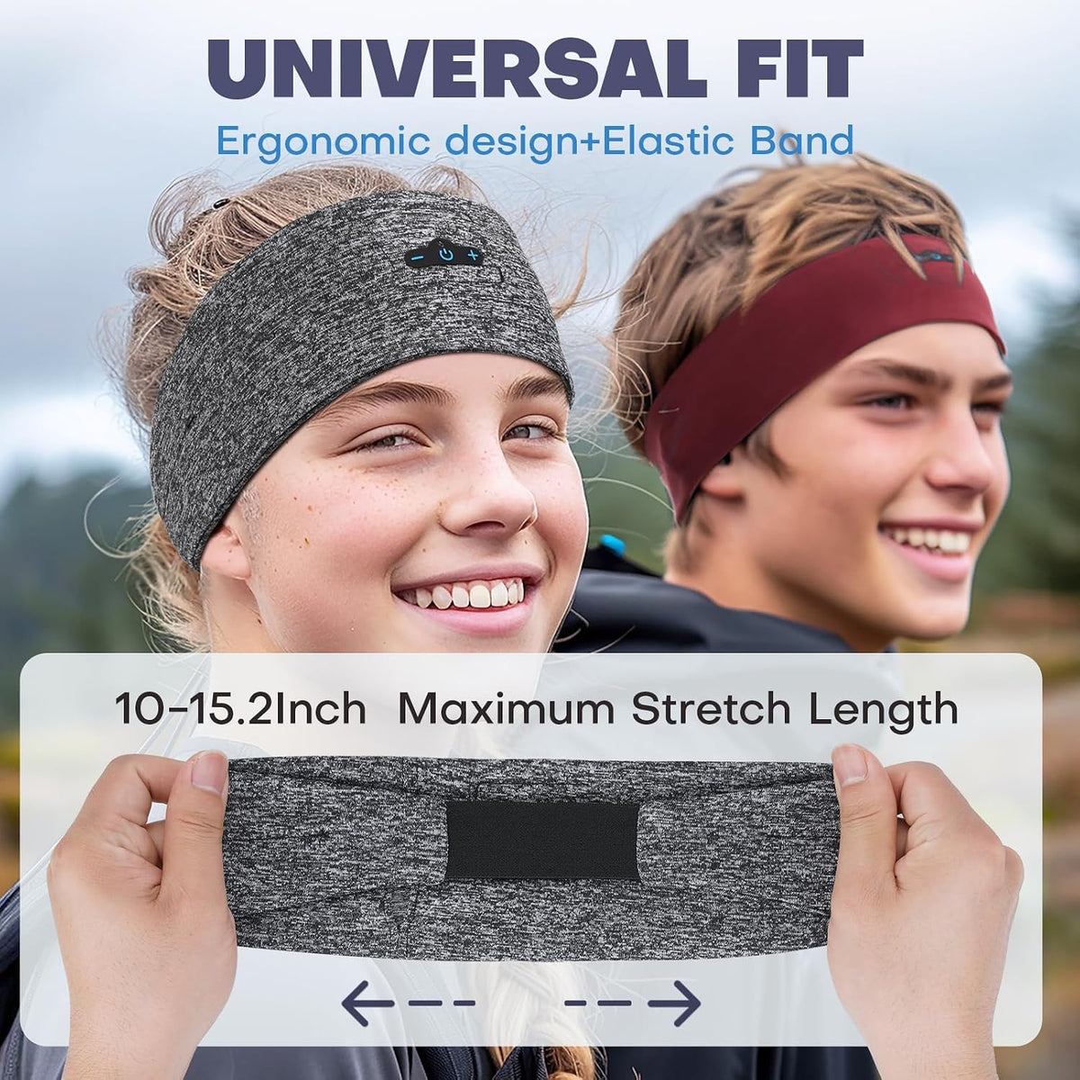 Sleep Headphones Bluetooth Headband for Side Sleeper 2-Pack, 17H Playtime, Wireless Headband Headphones with HD Stereo Speakers for Workout,Running,Yoga, Ideal Gifts for Men, Women, Teens
