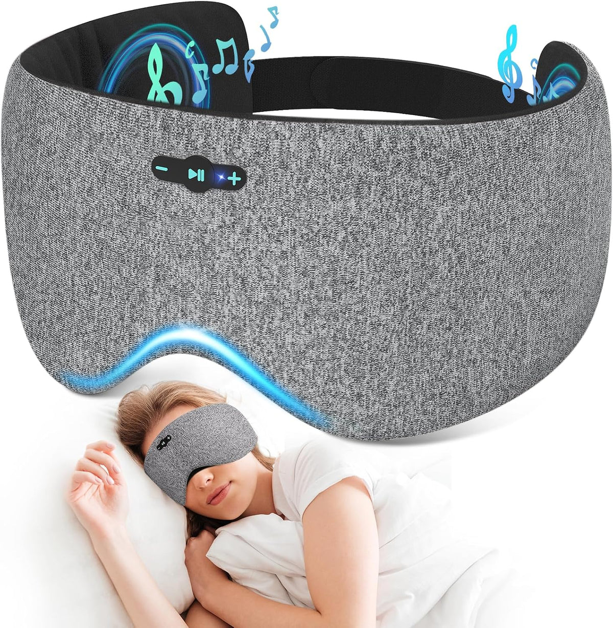 Sleep Headphones Bluetooth 6.0 Sleep Mask for Side Sleepers, 20H Playtime