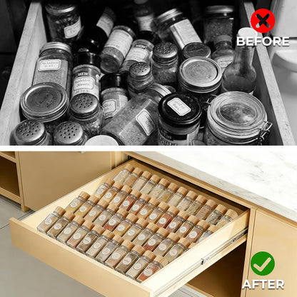 UFORU Acrylic Drawer Spice Organizer 4 Pack,Expandable 11‑22" Tray | Clear Tiered Spice Rack for Drawer,Seasoning Organizer,Hold Up to 24 Standard Spice Jars,No Assembly,Jars Not Included