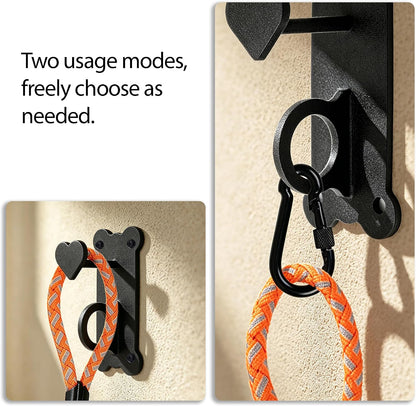 ESPETS Dog Tie-Out Leash Holder for Wall, Pet Leash & Accessory Hook（Black） | Sturdy Metal, Heart-shaped Decorative Organization, Lovely Dog Tether Holder, Durable Pet Leash and Accessory Holder