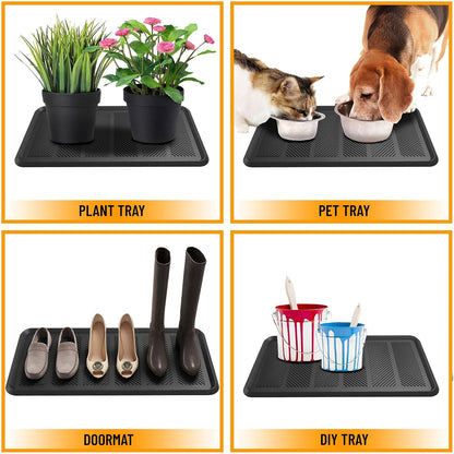 Ottomanson Waterproof Boot Tray Rubber Shoe Mat with Raised Edges, Heavy Duty Non Slip All Weather Entryway Mat for Shoes and Pets, Indoor Outdoor Use, 18" x 28"