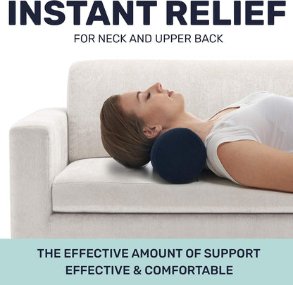 AllSett Health Firm Cervical Neck Roll Memory Foam Pillow, Bolster Pillow, Round Neck Support for Sleeping | Bolster for Bed, Legs, Back and Yoga