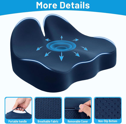 Memory Foam Seat Cushion, Ergonomic Office Chair Cushion for Long Sitting