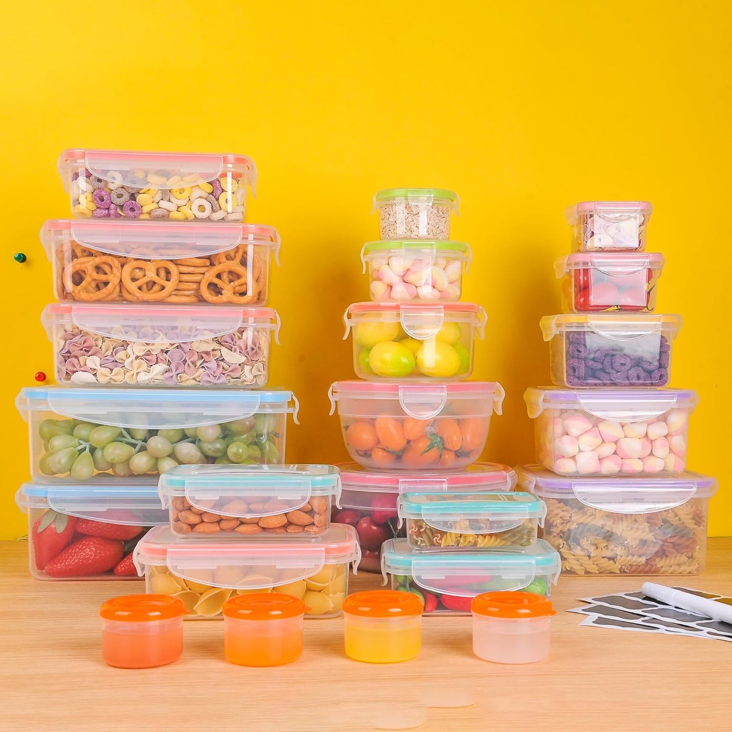 5 Pack Large Fruit Storage Containers for Fridge with Removable Colander | Plastic Food Storage Containers with Lids Airtight-Leak Proof Refrigerator Organizers and Storage of Vegetable