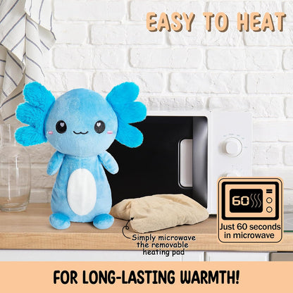 Axolotl Unscented 2Lbs Heating Pad for Neck Shoulders and Back Wrap Microwavable, Heatable 22.5" Cute Warm Stuffed Animals Neck Warmer - Axolotl Gifts for Women Girls and Kids