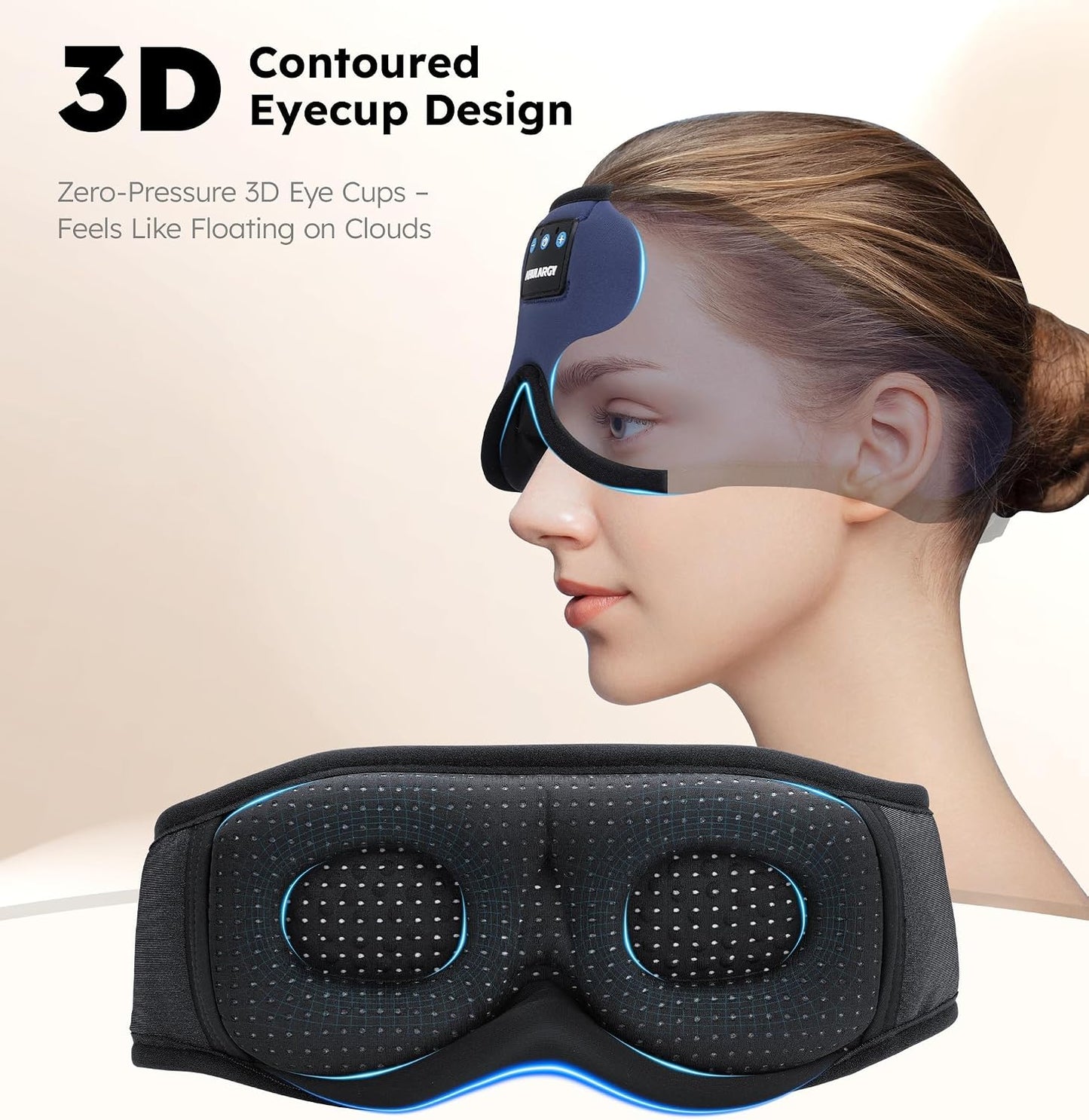 Ice Silk Sleep Mask with Headphones, Sleep Headphones for Side Sleeper with 3D Cups, Bluetooth 5.4 Sleeping Eye Mask, Total Blackout Sleeping Headphones for Women Men (Purple)