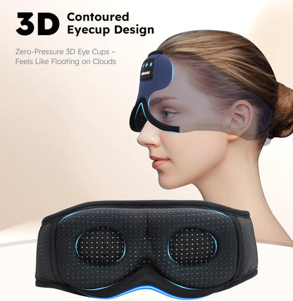 Ice Silk Sleep Mask with Headphones, Sleep Headphones for Side Sleeper with 3D Cups, Bluetooth 5.4 Sleeping Eye Mask, Total Blackout Sleeping Headphones for Women Men (Purple)