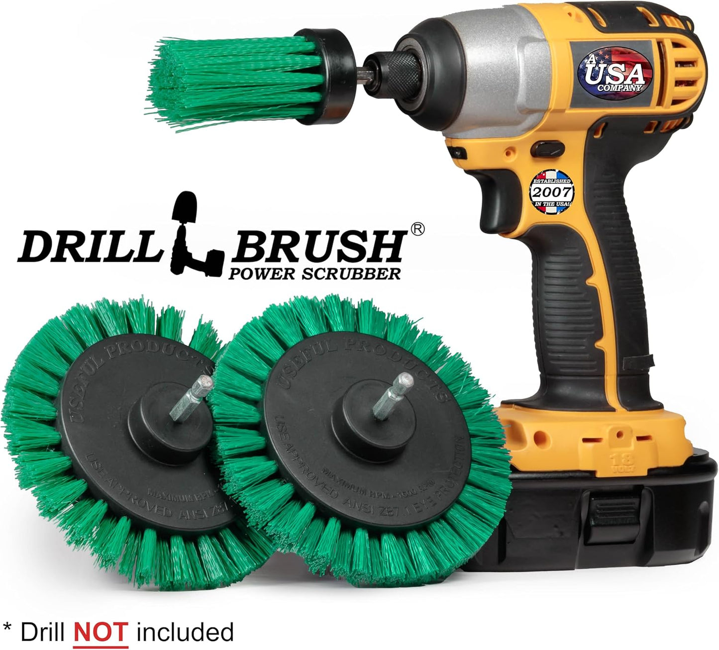 Tile and Grout Cleaning Drill Brush Set - Bathroom Scrub Brush for Drill | 3 pack Drill Brush Power Scrubber Cleaning Brush Yellow Medium Stiffness - Shower Floor Scrub Brush for Drill - Crevice Brush