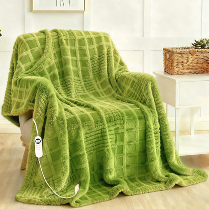 Heated Blanket Electric Throw, 50"X60" Heating Blanket Waffle with 12 Heat Levels, Fast Heating Blanket with 1-12H Timer, Overheat Protection with ETL & FCC for Bed Home Office Sofa (Light Gray）