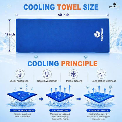 YQXCC 4 Pack Cooling Towels 40"x12", Cold Cool for Neck & Face | Cooling Neck Wraps, Soft Breathable Microfiber Chilly Towels, Ideal for Gym, Yoga, Golf, Running, Camping & Hot Weather