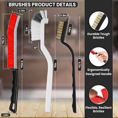 8 Pcs Crevice Cleaning Brush Set – Hard Bristle Cleaning Tools for Grout, Gaps & Narrow Spaces – Multi-Purpose Grout Brush, for Cleaning Bathroom, Shower, Window Tracks, Kitchen | Multi-Purpose Grout Brush for Bathroom, Shower, Window Tracks & Kitchen