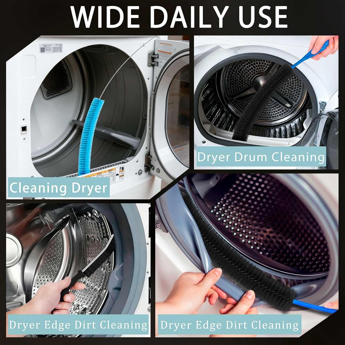 Dryer Vent Cleaner Kit Vacuum Hose Attachment Lint Brush Cleaning Tool