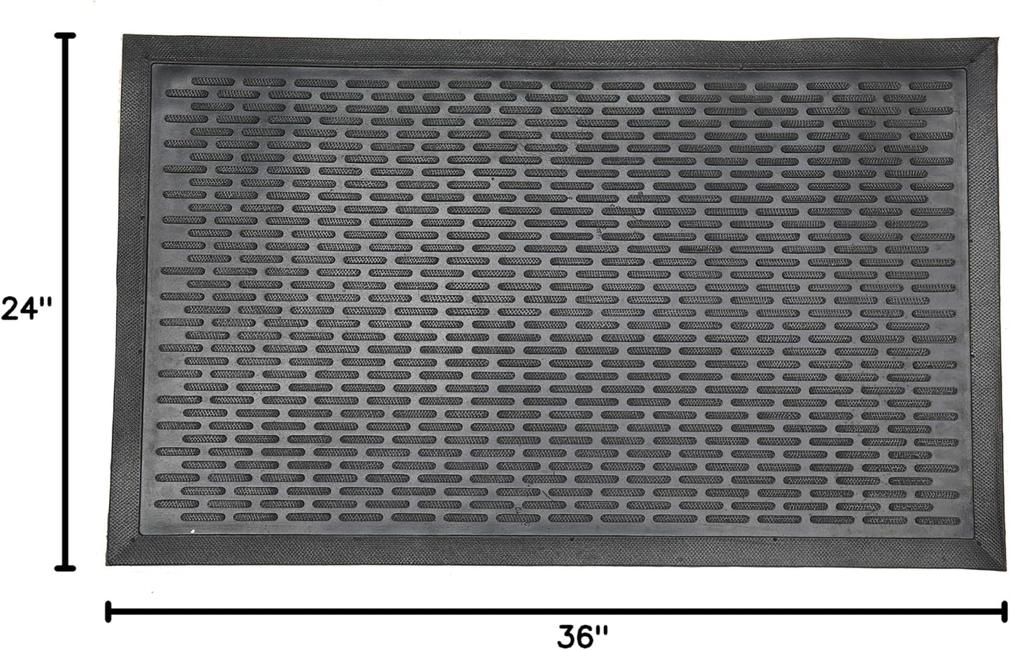 Ottomanson Heavy Duty Rubber Floor Mat – Non-Slip, Waterproof, Easy to Clean – Boot Tray Utility Mat for Shoes, Boots, Entryway, or Pet Feeding Area – Durable, Hose Washable – 16" x 32", Black