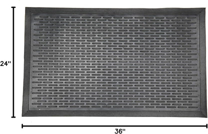 Ottomanson Heavy Duty Rubber Floor Mat – Non-Slip, Waterproof, Easy to Clean – Boot Tray Utility Mat for Shoes, Boots, Entryway, or Pet Feeding Area – Durable, Hose Washable – 16" x 32", Black