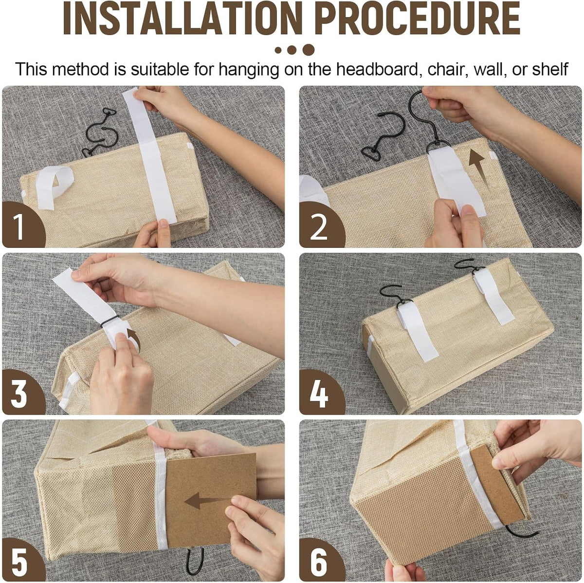 Bedside Caddy, bedside organizer, Hanging Organizers (Beige)