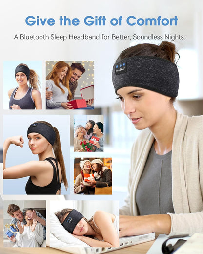 MUSICOZY Bluetooth Headband Sleep Headphones Earbuds for Sleeping Sports | Wireless Music Earphones Sports Sweat Resistant with HD Stereo Speakers for Workout Running Travel Yoga Ideal Gifts