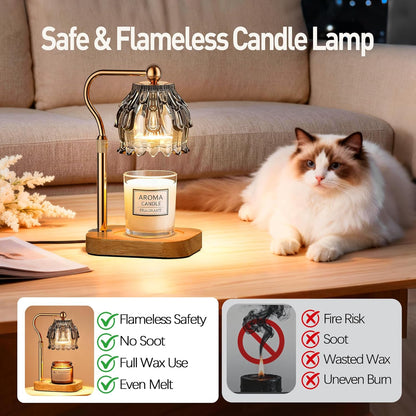Candle Warmer Lamp with Timer - Flower Electric Wax Melter Warmer Adjustable Height for Jar Candles, Gift for Women, Mom, Christmas, Birthday,Home Decor