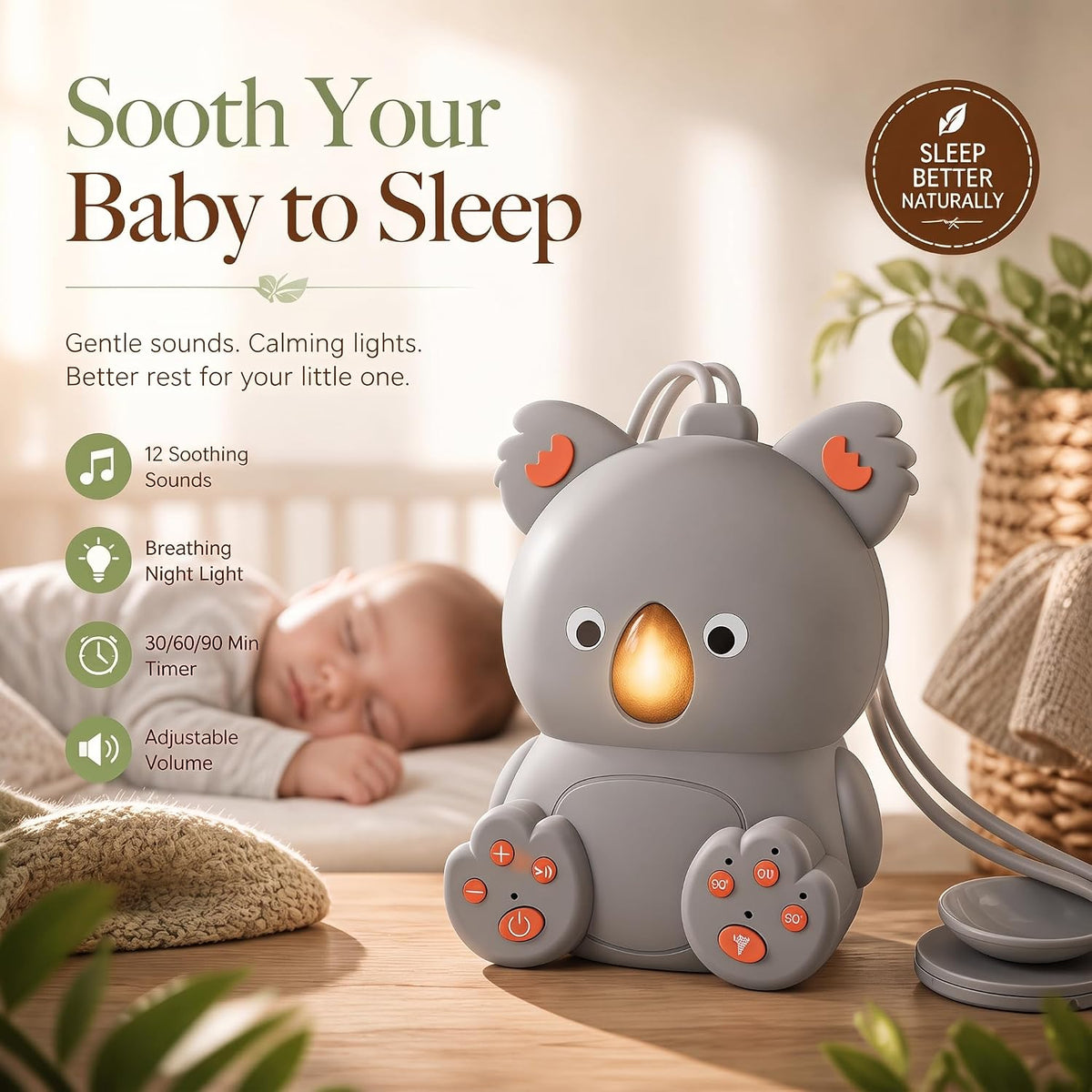Portable White Noise Machine with Bluetooth Speaker Baby Sound Machine