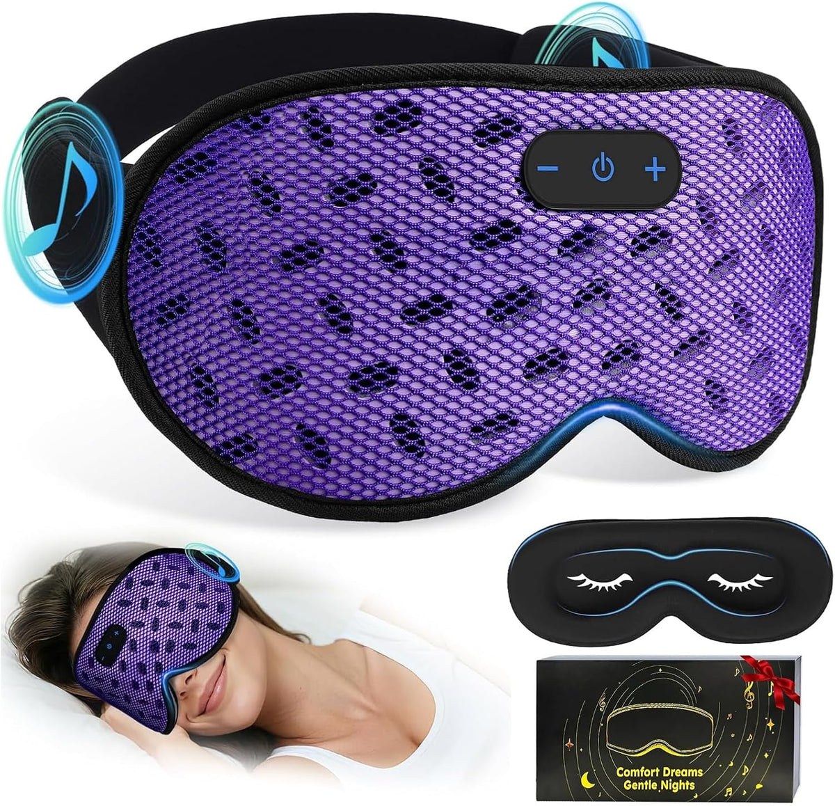 Eye Mask Bluetooth Headphones, 3D Contoured Zero Pressure Sleeping Masks