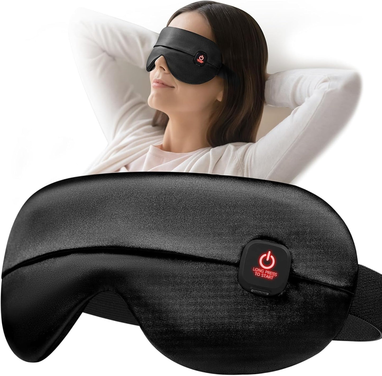 YFONG Cordless Heated Eye Mask for Dry Eyes, Warm Eye Compress for Stye, Blepharitis, Chalazion, MGD, Washable Eye Heating Pad for Relief, Improved Sleep, Perfect Light Blocking (Black)