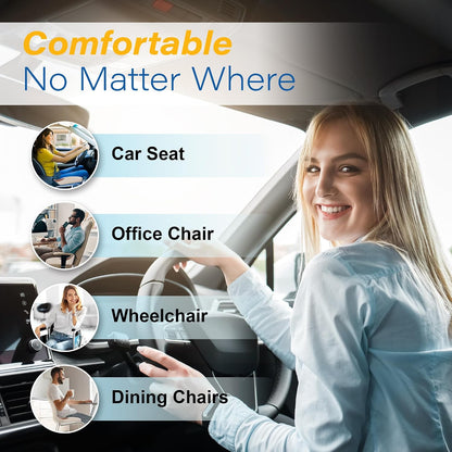 Allaboutsla Car Seat Cushion for Driving, Car Seat Pillow for Short Drivers | Ergonomic Memory Foam Seat Cushion for Pain Relief, Adult Booster Seat for Car, Butt Cushion for Car, Truck, Office, B&G