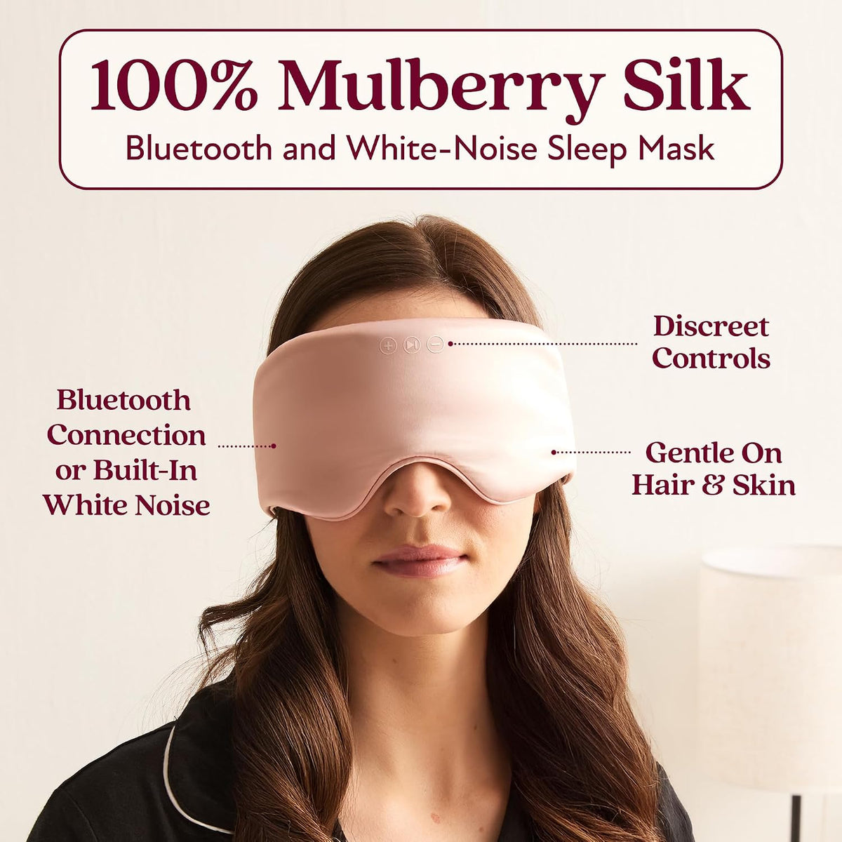 SilkSound Bluetooth Sleep Mask, 100% Mulberry Silk Headphones for Sleeping