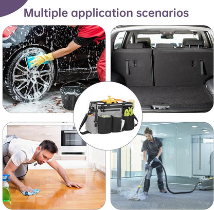 IBVIVIC Wearable Cleaning Caddy Bag for Cleaning Supplies, Black | Cleaning Organizer Tote Bag with Handle & Shoulder Straps Kitchen Cleaning Supplies Storage Bag for Cleaners & Housekeepers