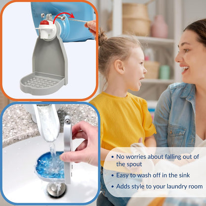 Detergent Cup Holder Set of 2, Besuerte Tidy Cup Laundry Detergent Drip Catcher Leak for Laundry Room Durable- No-Fall, No Drips or Spills【Grey】