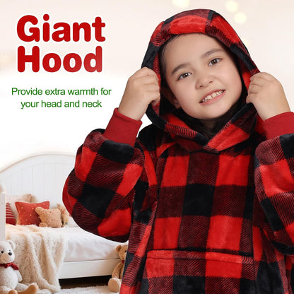 Wearable Blanket Sweatshirt Gifts for Women and Men, Warm and Cozy Giant Blanket Hoodie, Thick Flannel Blanket with Sleeves and Giant Pocket - Dark Gray