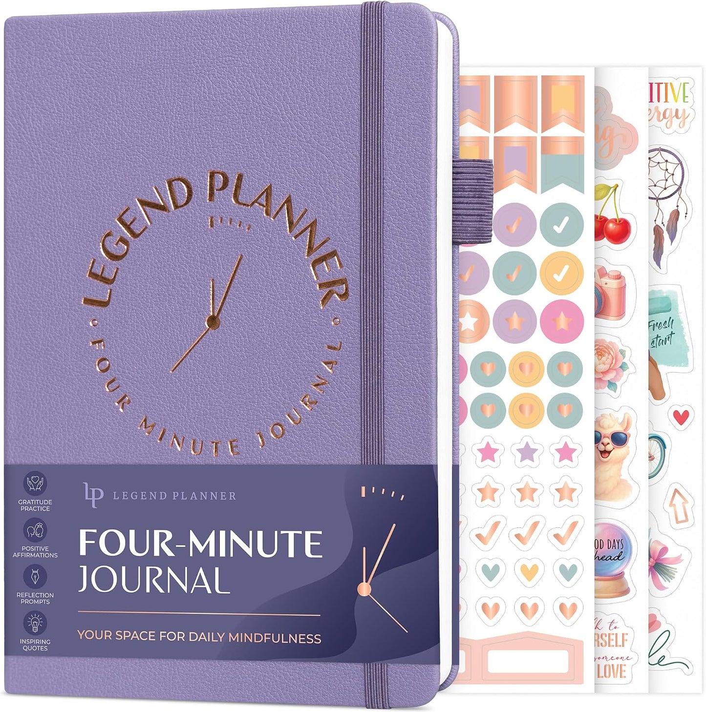 Legend Four-Minute Journal with Prompts & Habit Tracker – Daily Gratitude Journal for Women & Men – Guided Positivity, Self-Reflection & Affirmation Notebook (Lavender)