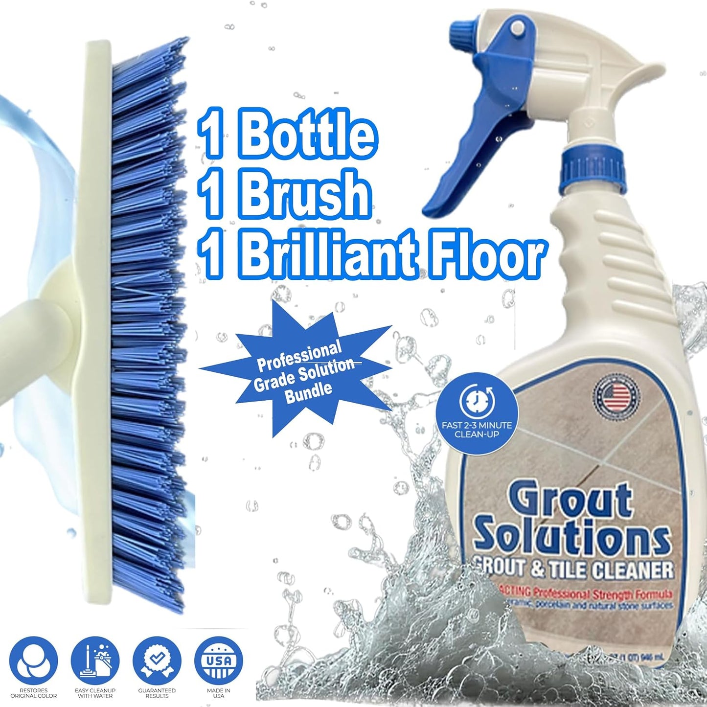 Professional Grout Brush Heavy-Duty Swivel Head with Stiff V-Shaped Bristles for Deep Cleaning Tile, Corners, Showers, Kitchens & Floors Without Scratching Fits Standard Thread Poles