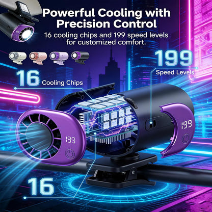 Clip On Air Conditioner Fan, 199 Speeds & 16°C Cooling (Purple)