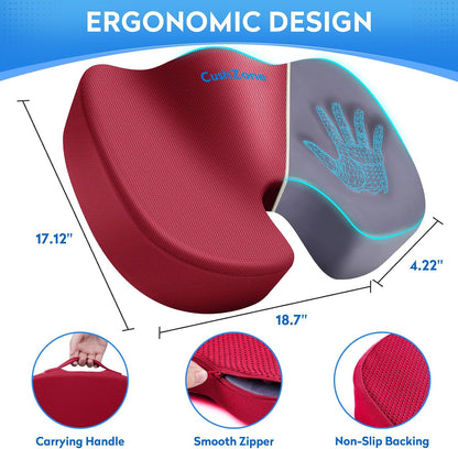 CushZone Seat Cushion Memory Foam Chair Pad for Office & Car, Black
