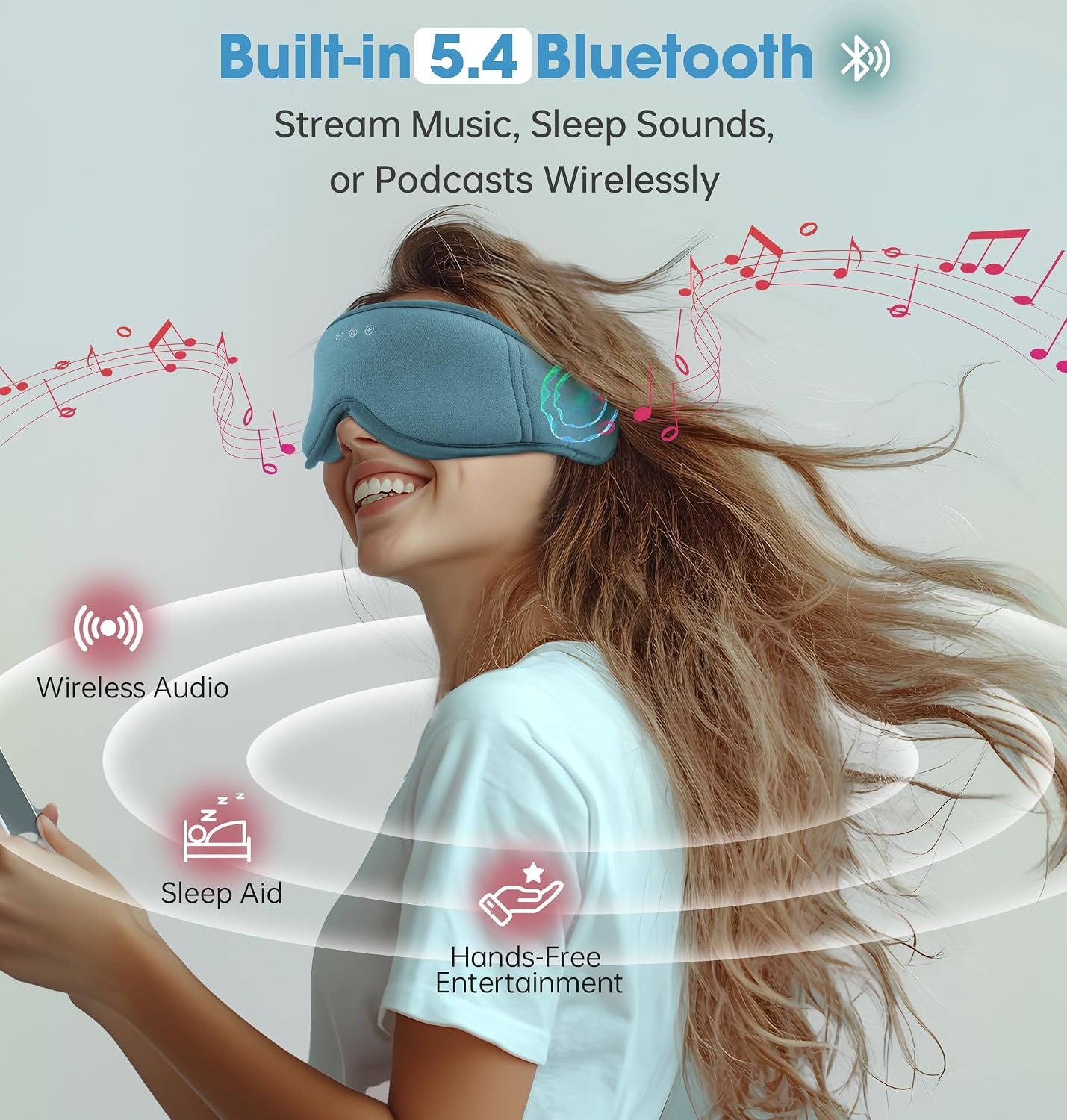 BambooCotton 3D Bluetooth Sleep Mask, LC-dolida 2026 New Sleep Headphones, Wireless Comfort, Sustainable Luxury for Better Sleep