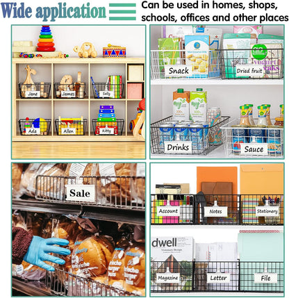 Wire Shelf Label Holder, ELEMGULY 35PCS Plastic Basket Label Holders with Tight Snap Lock, Reusable Bins Basket Labels Clip with Paper Label Inserts for Home Market Office (3 x 1.38 Inch)