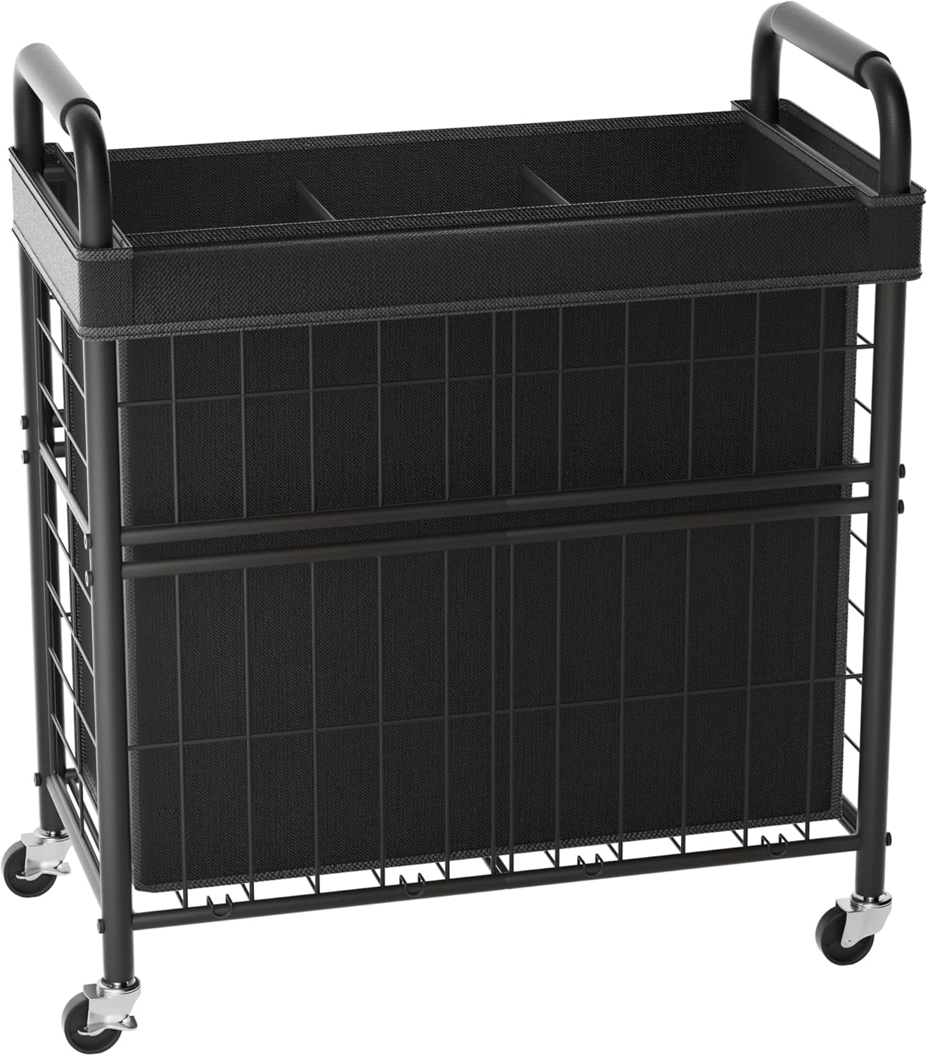 110L Rolling laundry Sorter Hamper Basket 2 Section with Wheels | Laundry Cart with Removable Bag, Clothes Organizer, Bedroom, Bathroom, Laundry Room, Dorm Use