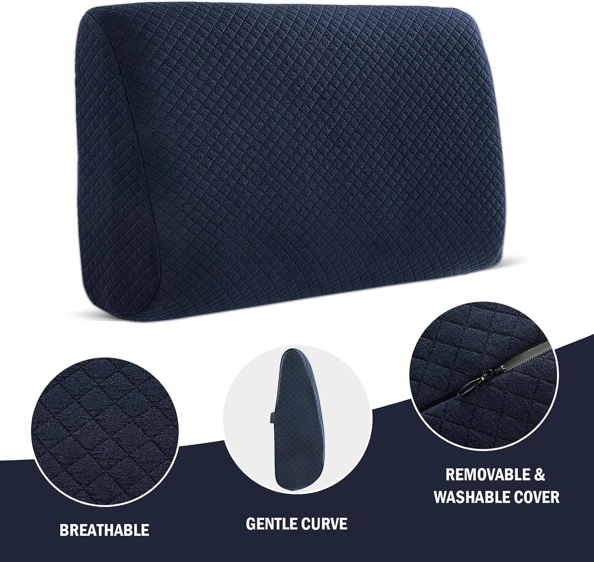 HOMBYS Lumbar Support Pillow for Recliner Chair, Memory Foam Back Support Cushion for Elderly,Extra Large Lumbar Support Pillow,Thick Backrest for Home Reading (Grey, 20“x13.5"x5")