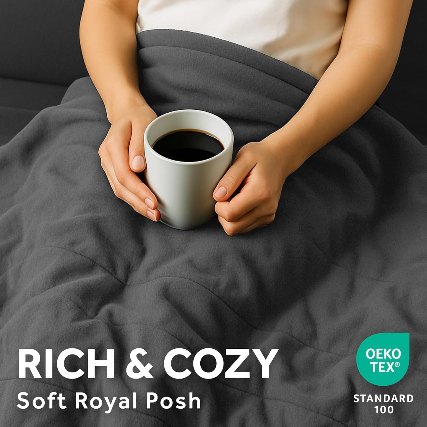 Sunbeam Royal Posh Dove Grey Heated Personal Throw / Blanket, Cozy-Warm, Adjustable Heat Settings