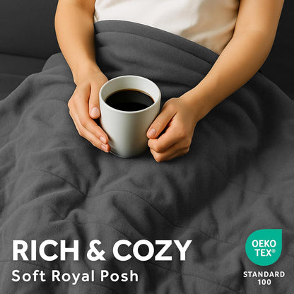 Sunbeam Royal Posh Dove Grey Heated Personal Throw / Blanket, Cozy-Warm, Adjustable Heat Settings