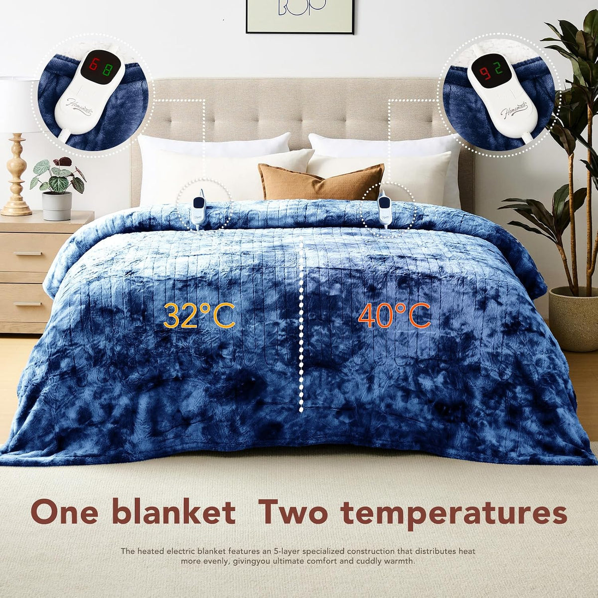 Homemate Heated Blanket Electric Heating Throw 50x60 Plush Faux Fur Sherpa